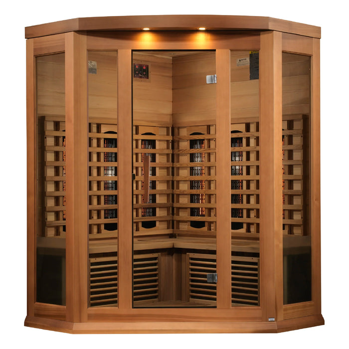 Maxxus Saunas 3-Person Corner Full Spectrum Near Zero EMF FAR Infrared Sauna with Canadian Red Cedar (MX-M356-01-FS CED)