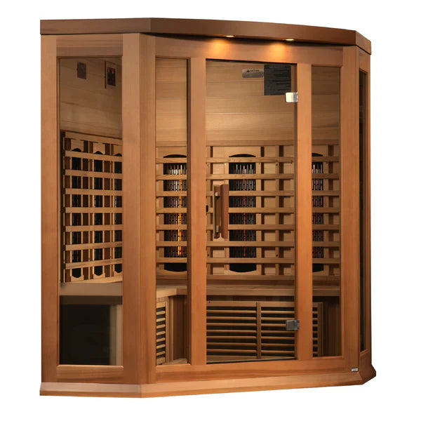 Maxxus Saunas 3-Person Corner Full Spectrum Near Zero EMF FAR Infrared Sauna with Canadian Red Cedar (MX-M356-01-FS CED)