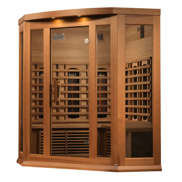 Maxxus Saunas 3-Person Corner Full Spectrum Near Zero EMF FAR Infrared Sauna with Canadian Red Cedar (MX-M356-01-FS CED)