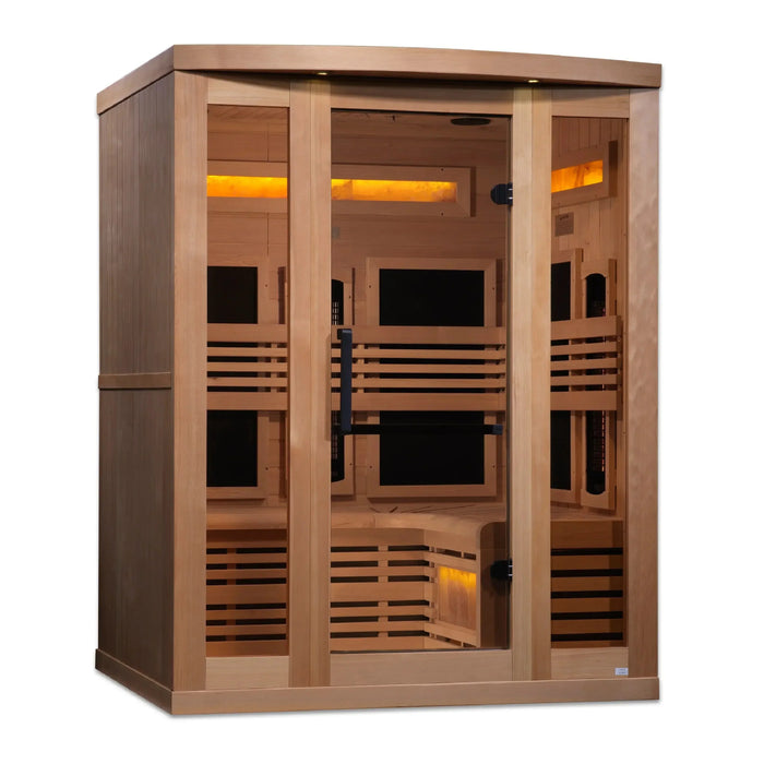 Golden Designs 2025 Model - "Reserve Edition" 3-Person Full Spectrum Near Zero EMF FAR Infrared Indoor Sauna with Himalayan Salt Bar (GDI-8230-01)