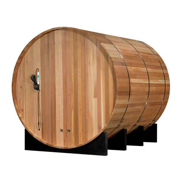 Golden Designs 2022 Model - "Uppsala" 4-Person Barrel Traditional Steam Sauna - Canadian Red Cedar (GDI-SJ-2004-CED)