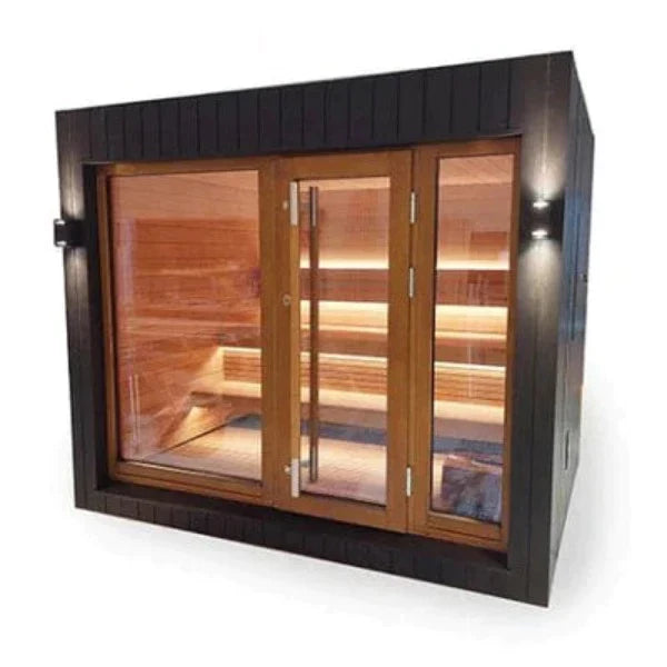 SaunaLife Model G7 | Garden-Series 6-Person Outdoor Traditional Sauna - Pre-Assembled, with Bluetooth Audio