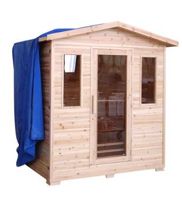 Sunray Sauna "Cayenne" 4-Person Outdoor Infrared Sauna with Shingled Roof