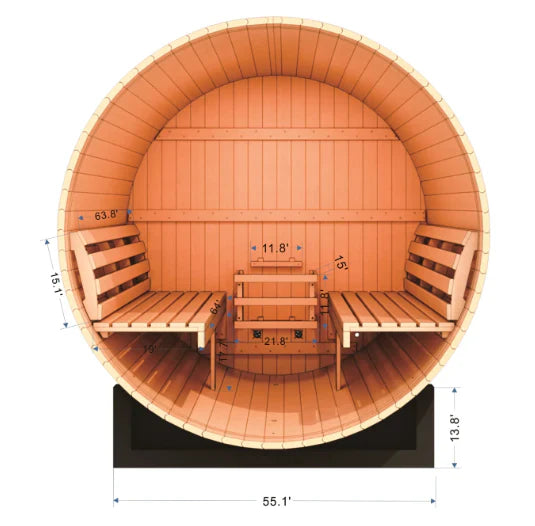 Golden Designs 2022 Model - "Uppsala" 4-Person Barrel Traditional Steam Sauna - Canadian Red Cedar (GDI-SJ-2004-CED)