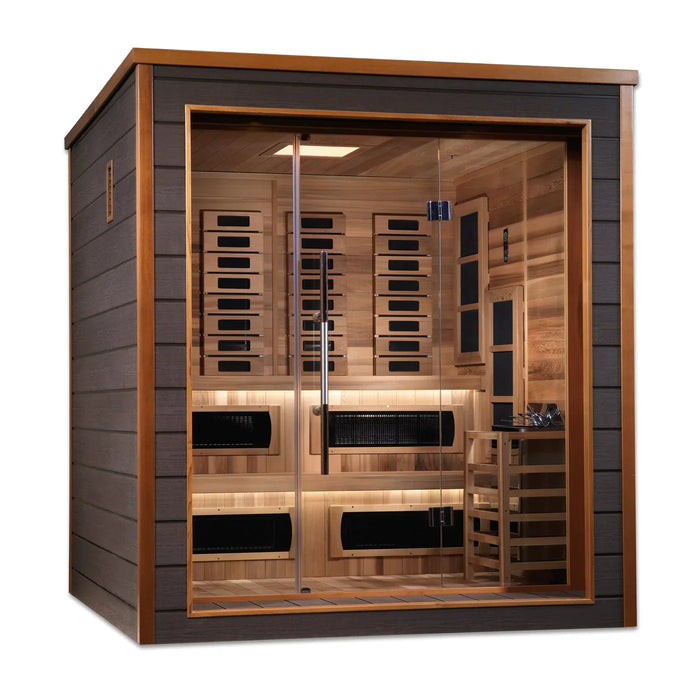 Golden Designs "Karlstad" 6-Person Outdoor-Indoor PureTech™ Hybrid Full Spectrum EMF Sauna (GDI-8226-01)