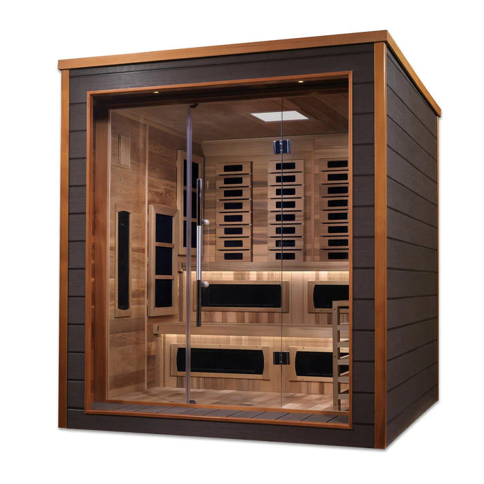 Golden Designs "Karlstad" 6-Person Outdoor-Indoor PureTech™ Hybrid Full Spectrum EMF Sauna (GDI-8226-01)